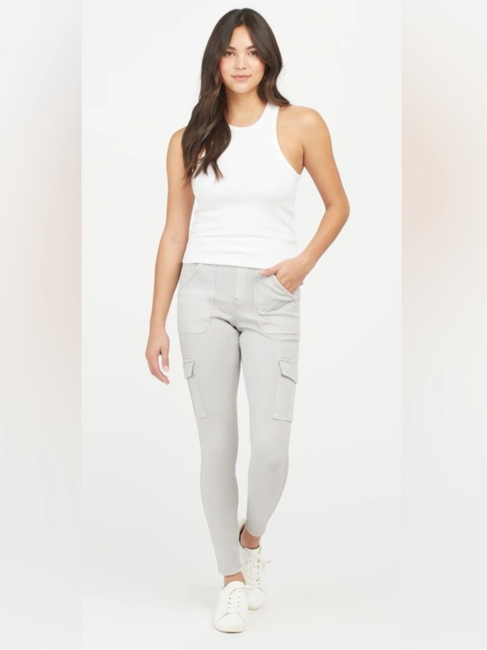 SPANX Soft Grey Twill Cargo Ponte Pant M